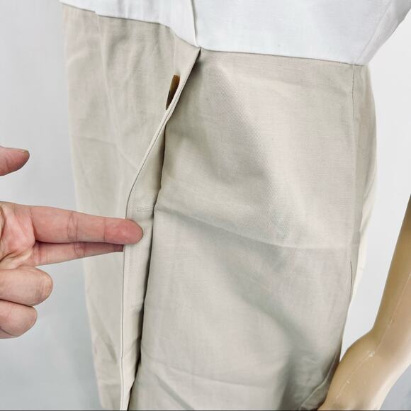 Ann Taylor US 12 Petite Cream LINEN Blend Short Sleeve Sheath Midi Dress NWT - Picture 5 of 10